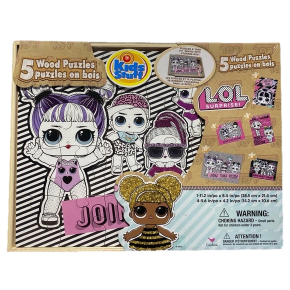 𝅺🔵 NIB 5 LOL Surprise Puzzles in Wood Box